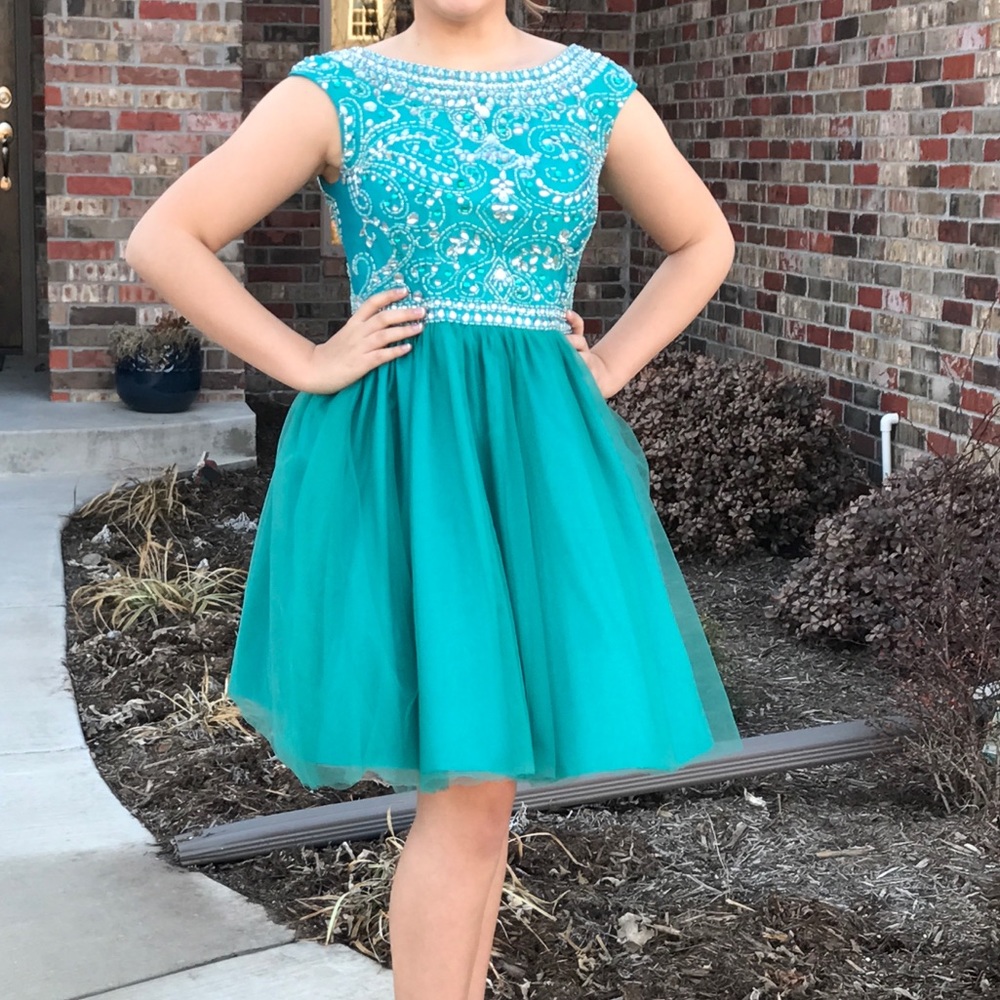 JJ’s House Green Sequin Formal Dress Sz 8/10
